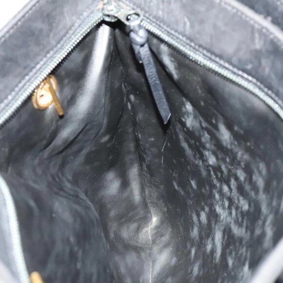 BALLY Quilted Shoulder Bag Leather Black Gold Auth - Picture 11 of 16